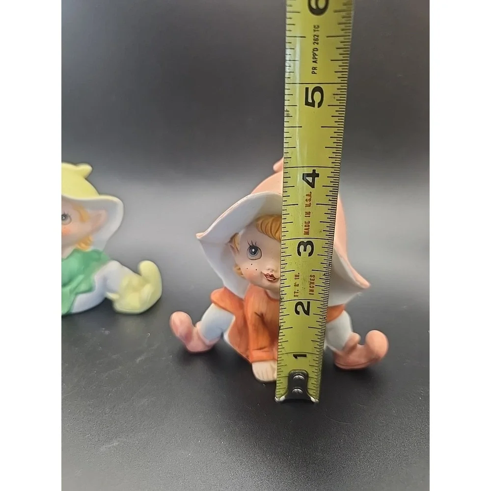 Vintage Set of 3 Ceramic Homco #5213 Elf Fairy Pixie Figurines  Garden‎ Gnomes